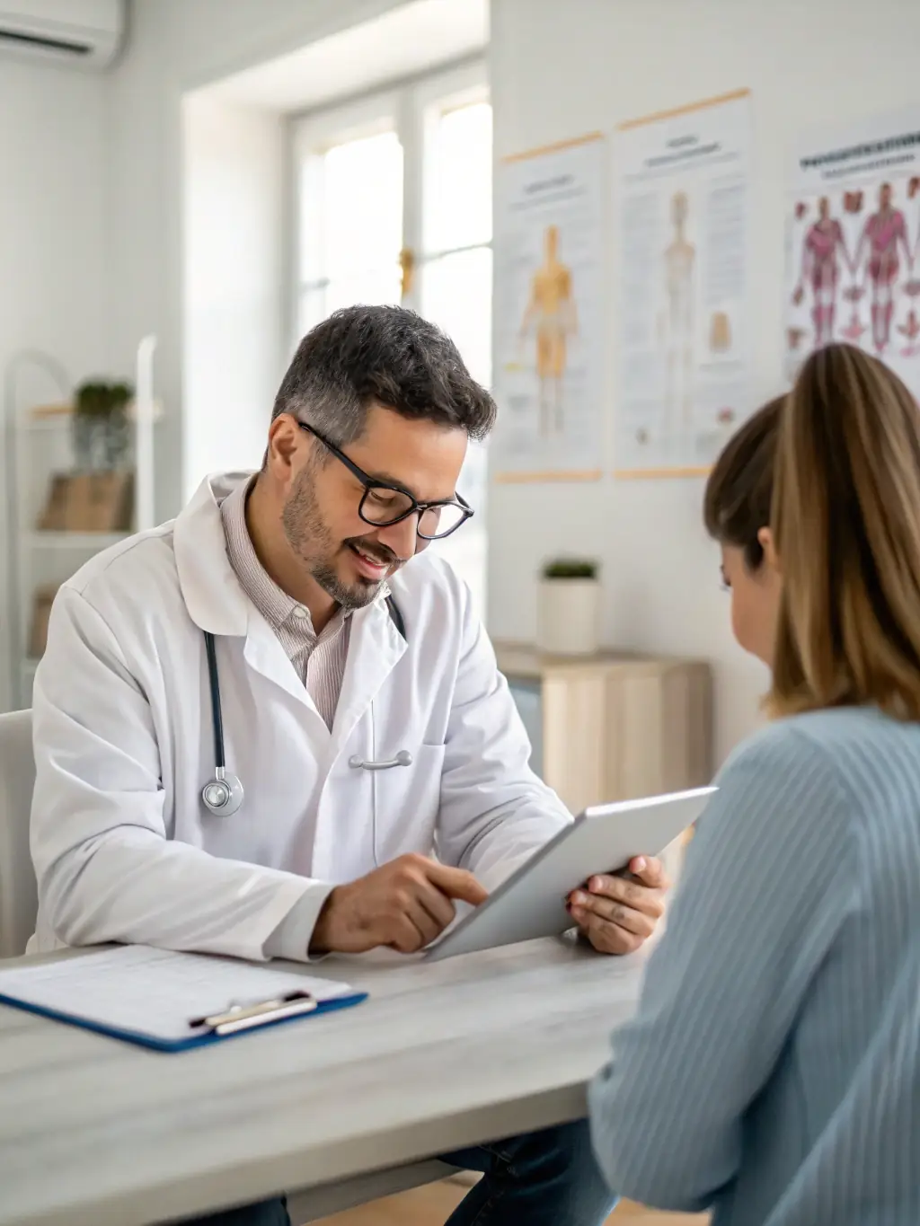 A gynecologist discussing treatment options with a patient, focusing on a holistic and patient-centered approach.